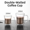 Transparente doppelwandige Borosilikatgläser mit Henkel, geeignet für Kaffee-, Tee-, Cappuccino-, Latte Macchiato-Tassen