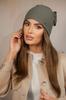 Winter Woolen Hat with Leopard Bow Color Khaki Kamea-Kiku