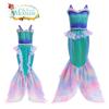 Girls Mermaid Cosplay Swimwear Set With Lace Splice And Halter Neck Skirt