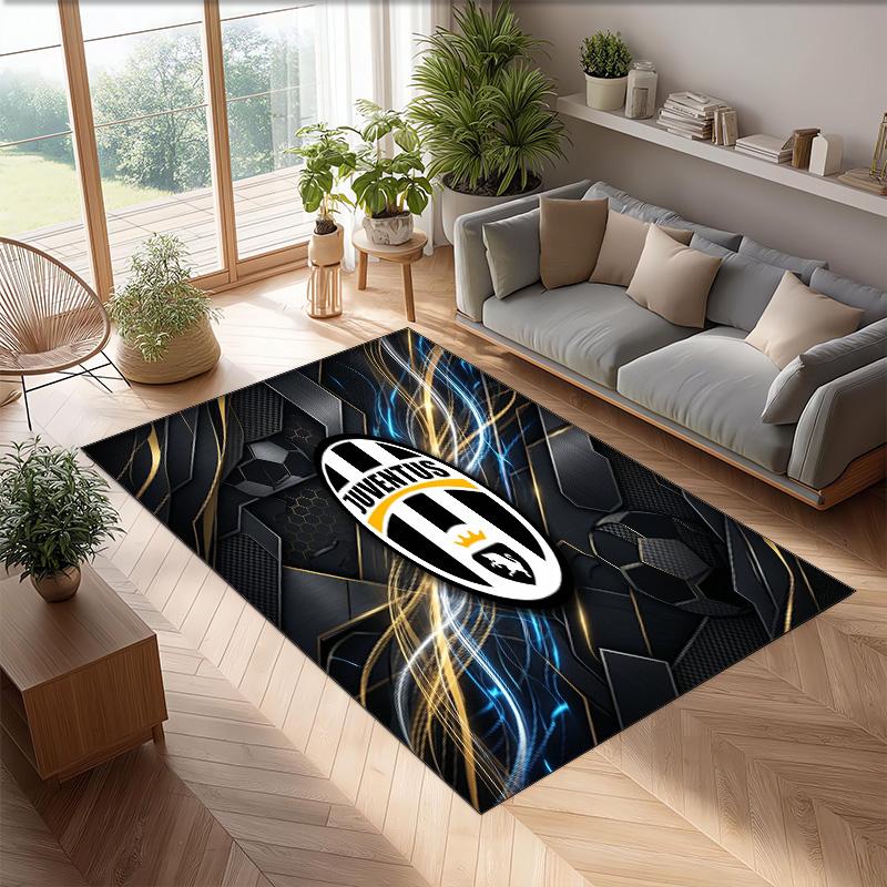 Tappeto in Flanella Stampato Juventus FC Antiscivolo Morbido Poliestere Tappeto per Pavimento Tappetino Decorativo per Interni per Camera da Letto Soggiorno Divano