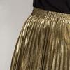 Women Maxi Skirt Golden Long Skirt Elastic High Waist Pleated Slimming Design Spring Summer