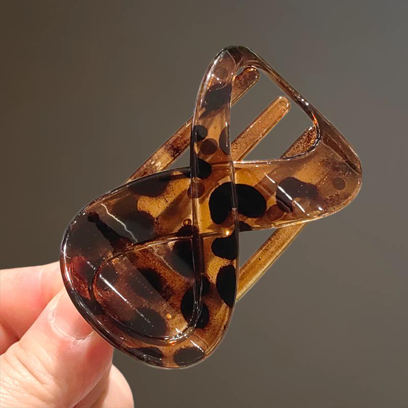 Chic Leopard Print Flat Abalone Claw Clip for Women, 2025 High-End Non-Pressing Duckbill Hair Accessory.