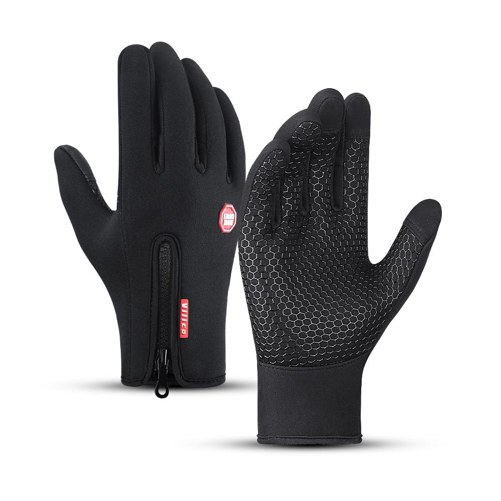 Fleecegefütterte Touchscreen-Radhandschuhe für Herren & Damen: Warme, rutschfeste, kältefeste Vollfinger-Skihandschuhe