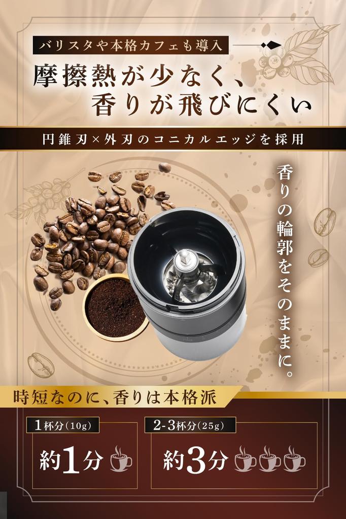 [Developed In Collaboration with a Barista Featured On "King's Brunch"] Cordless & Dual-Blade Electric Coffee Grinder [Make a Truly Authentic Cup with