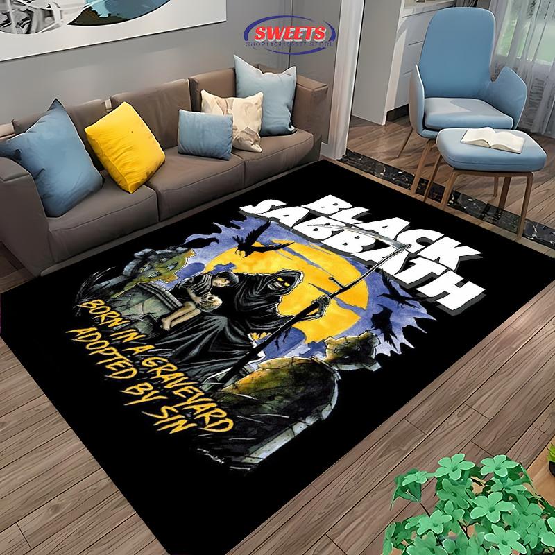 Classic Rock B-Black S-Sabbath Theme Carpet Living Room Bedroom Bedside Bathroom Floor Mat 15 Size Pattern Area Rug Home Decor