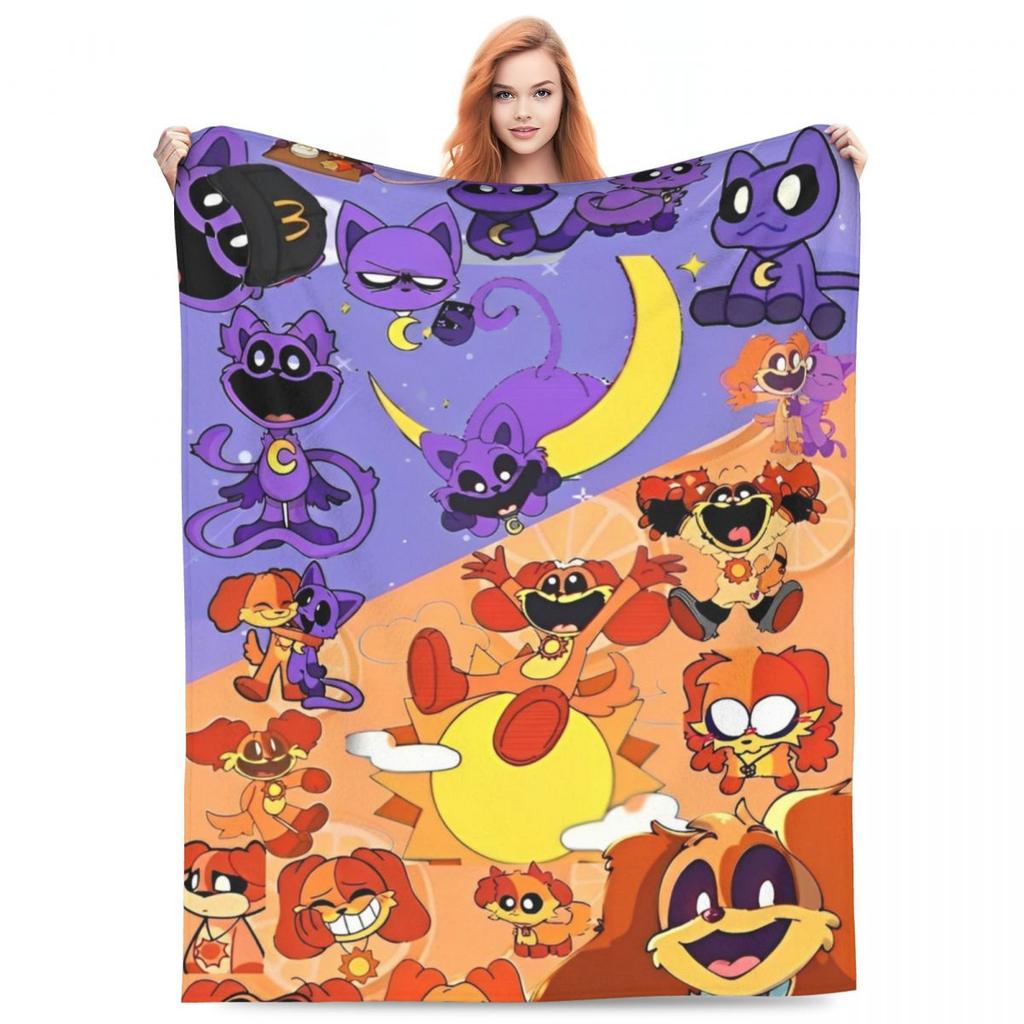 Catnap Knitted Blanket Velvet Cartoon Toy Ultra-Soft Throw Blanket for Airplane Travel Bed Rug