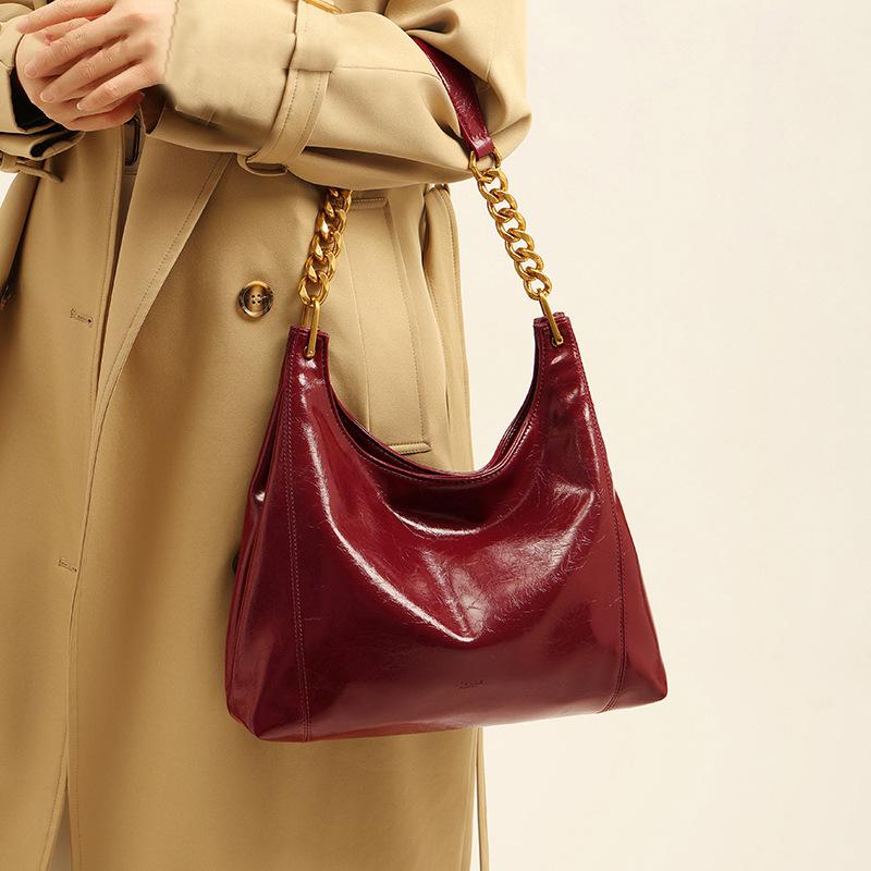 Premium Tote Bag Large Capacity Women's Bag 2025 New Shoulder Armpit Bag Red Wedding Bag Bridal Bag Tide
