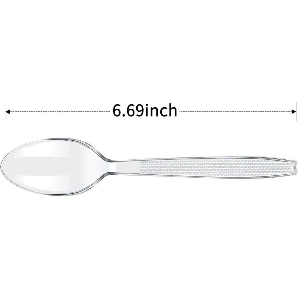 100 Stück Einweg-Plastiklöffel Plastikbesteck Klar Teelöffel Einweggeschirr für Dessert Eis Partyzubehör
