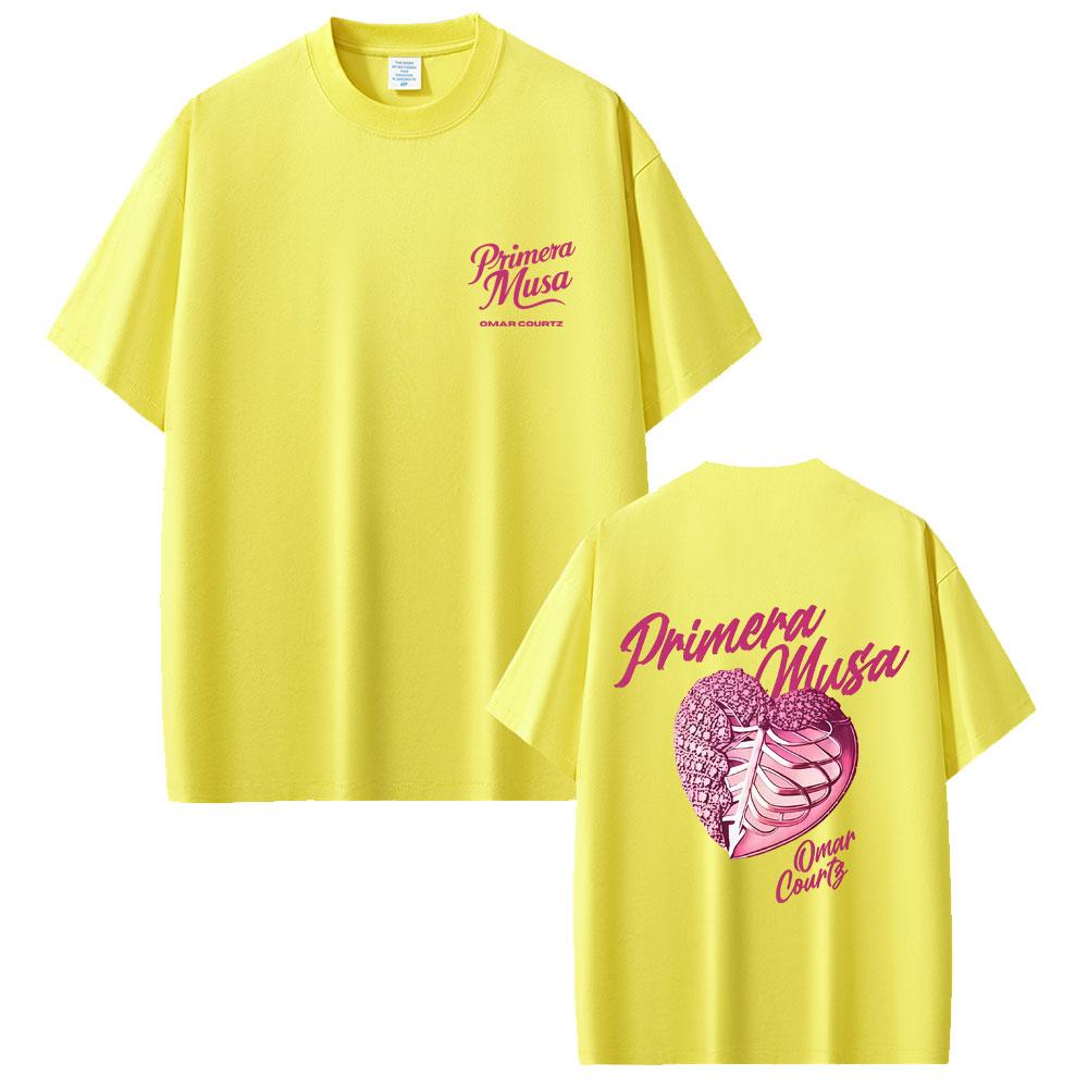 Rapper Omar Courtz Primera Musa Herz T-Shirts Herren Damen Hip Hop Mode Popmusik Streetwear Männlich Vintage Oversized T-Shirts