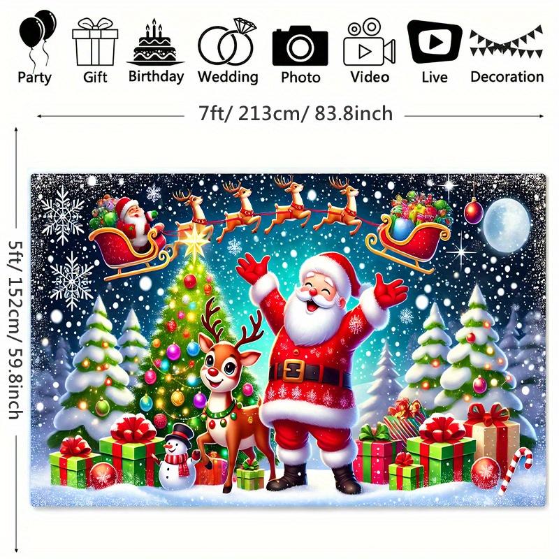 Santa Claus Background Cloth - Photography Background Suitable for Holiday Parties Birthdays and Outdoor Celebrations