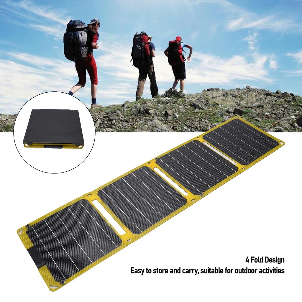 Solar Panel Charger Monocrystalline Silicone ETFE 4 Folding Super Slim Double Type C Solar Charger for Laptops Phones