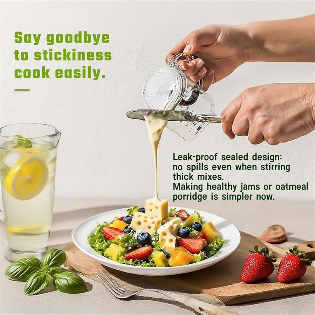 Adjustable Measuring Cup, Adjustable Measuring Cups with Handle, Multi-Functional Push Cup with Scraper-Style Seal Base