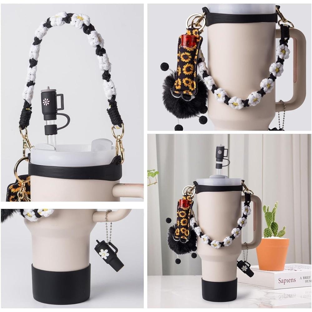 7-piece cup accessory set, water bottle handle strap, silicone straw cap, bottle rack, 30oz 40oz insulated cup keychain accessories