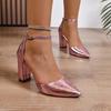 2025 Spring and Summer New French One Buckle Strap High Heels Block Heel Fashion Pointed Toe Women's Singles