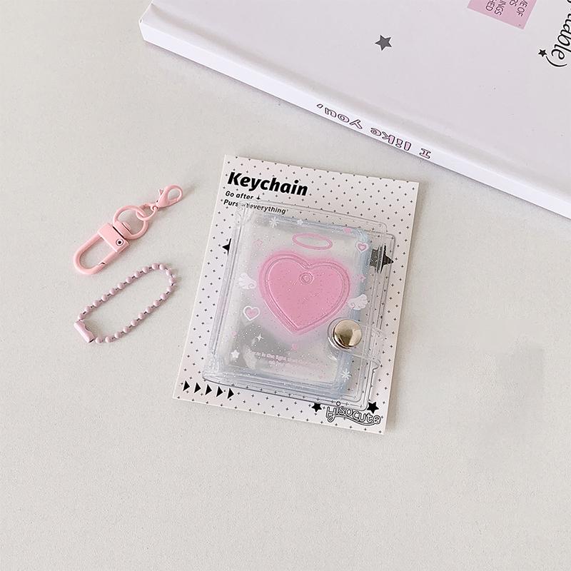 32 Pockets Photo Album 2 Inch Love Heart Hollow Picture Storage Case Keychain Kpop Card Binder Name Card Book Photocard Holder
