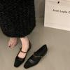 Thick Heel Chain Mary Jane Shoes Women's Shoes Spring New Low Heel Light Mouth One Word with Retro Single Shoes