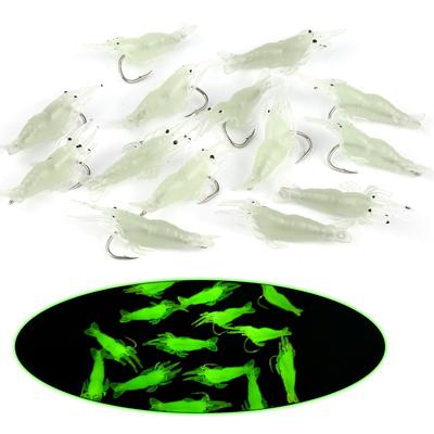 SOUGAYILANG Glow-in-the-Dark Fishing Bait 5cm Glow-in-the-Dark Soft Silicone Shrimp Type Fishing Bait
