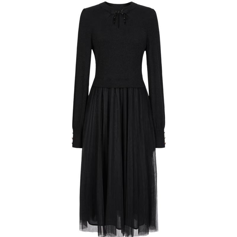 

JZ Annacoco Chinese Style Faux Two-Piece Wool Knit Dress M