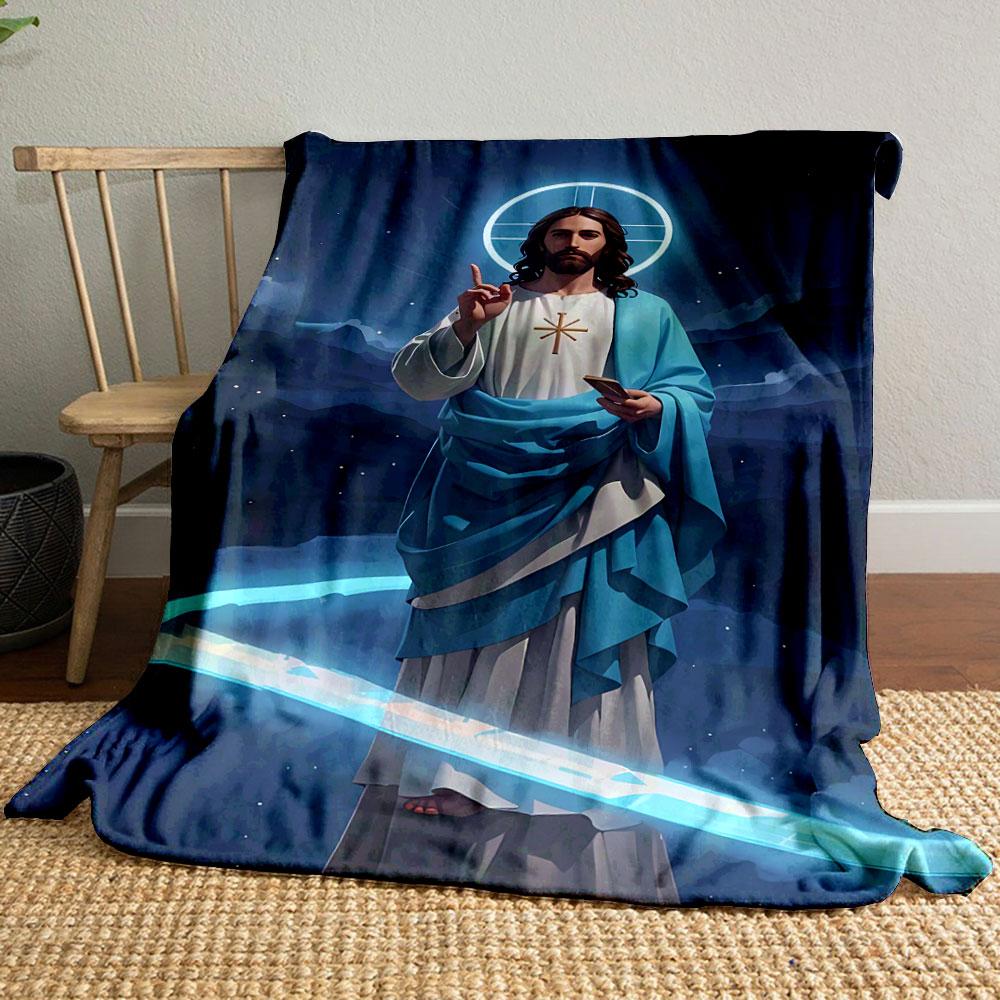 

Jesus Pattern Blanket With Phone And Halo Element Printed Blanket for Living Room Bed Couch lunch break Soft Cozy Blanket for Friend s festival Gift 80cm x 120cm