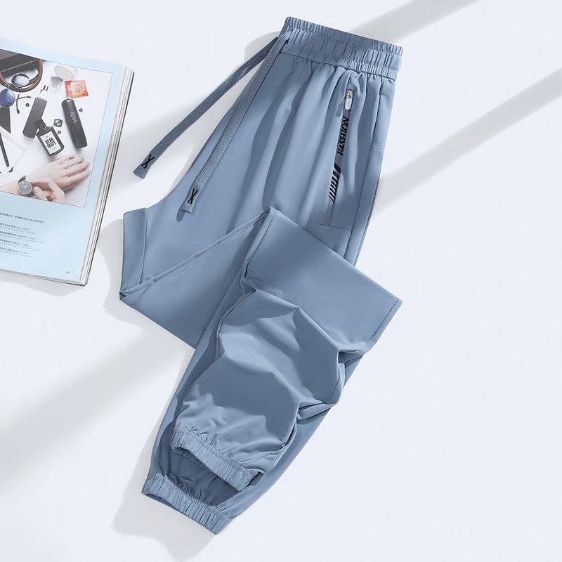 Summer Couple Style Ice Silk Pants Men's Stretch Sports Pants Men's Casual Pants Men's Versatile Casual Loose Wide Leg Pants