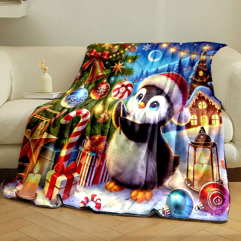 Penguin Christmas Wonderland print blanket soft and cozy perfect for the living room bed sofa or a nap,gift