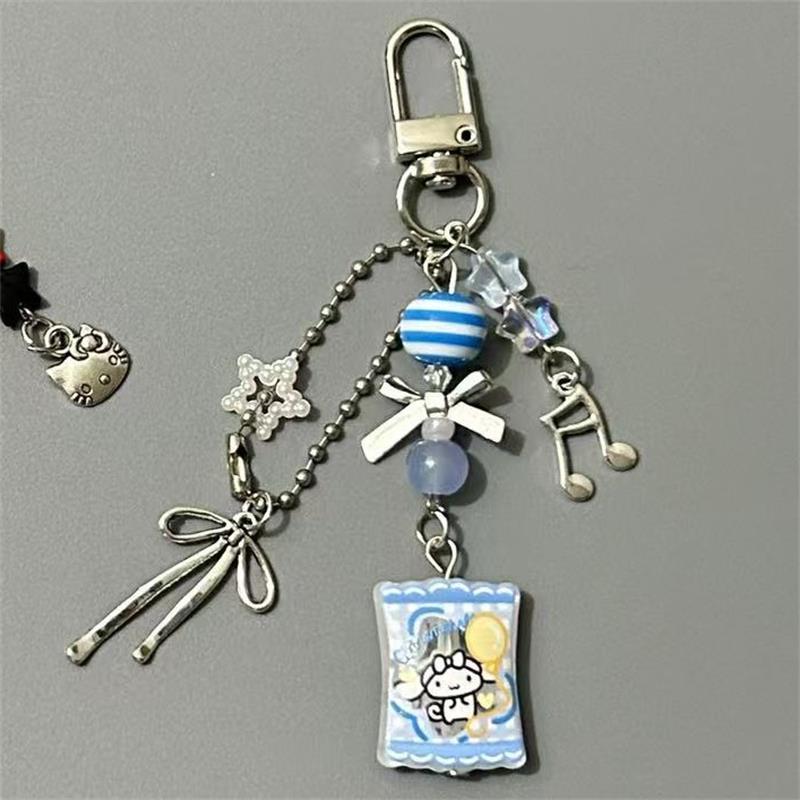 1/2 Pcs Cute Sanrio Hello Kitty Cinnamoroll Phone Chain Keychain Pendants Bag Ornaments Girly Kt Bow Accessories Keyring Gifts