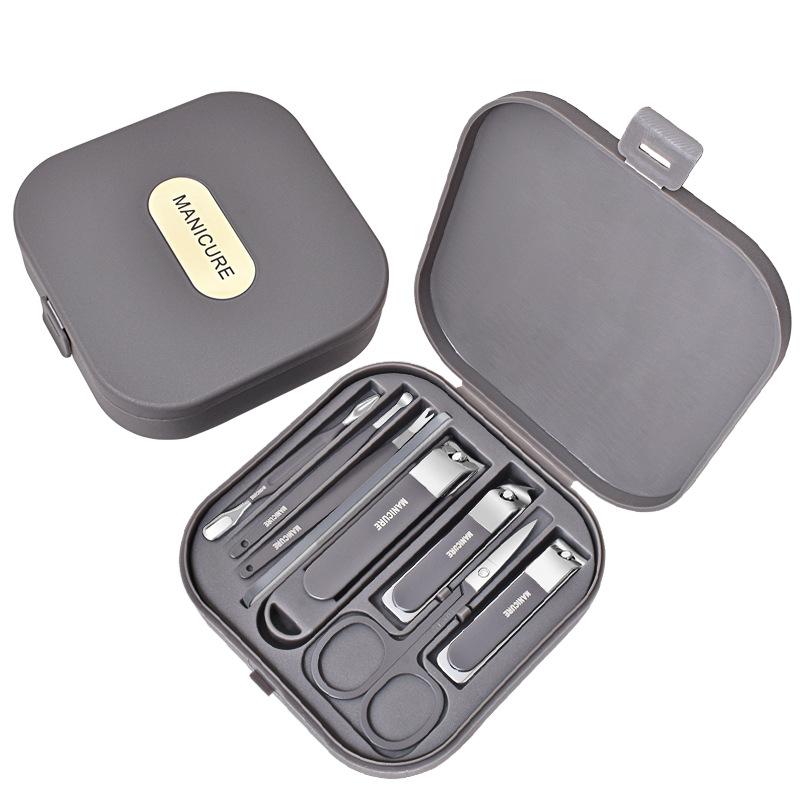 Complete 8 Pcs Set Manicure Kit Nail Clippers with Clippers Cuticle Pusher & Trimmer Portable Gift for Women and Men