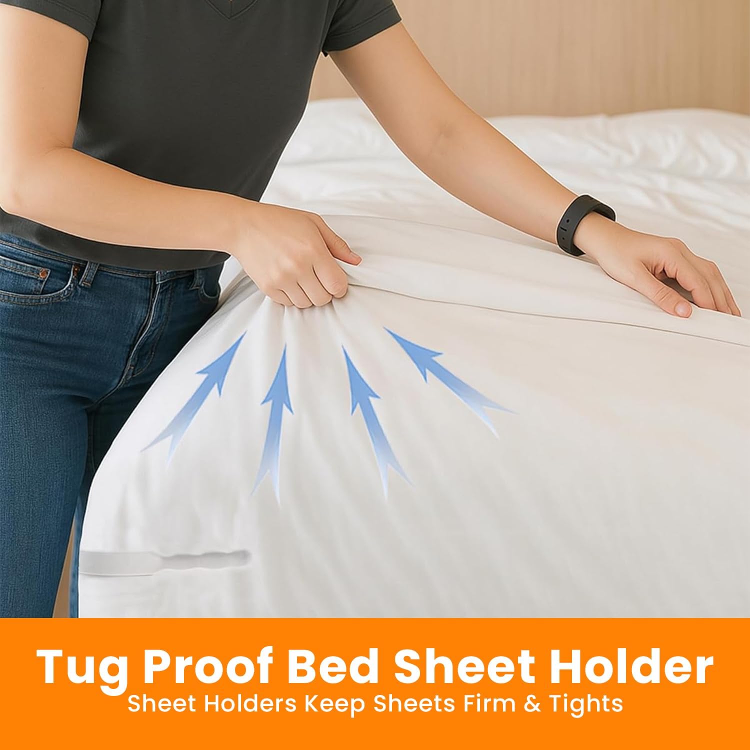 

4Pcs Heavy Duty Bedsheet Corner Tightener Clips High-quality Materials Durable and Reliable Bed Sheet Grippers for Protectors светло-серый
