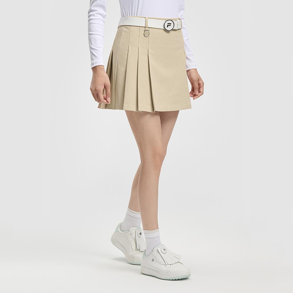 FILA Golf Series Fashion Simple Classic Retro Sports Golf Versatile Comfortable Woven Casual Skirt Women skirts Millet-Beige A11W615302FBG