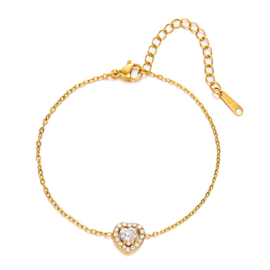 Love Heart Bracelet For Women Men Stainless Steel Bracelet Vintage Rhinestone Bohemian Fashion Jewelry Charm Gift Accessories