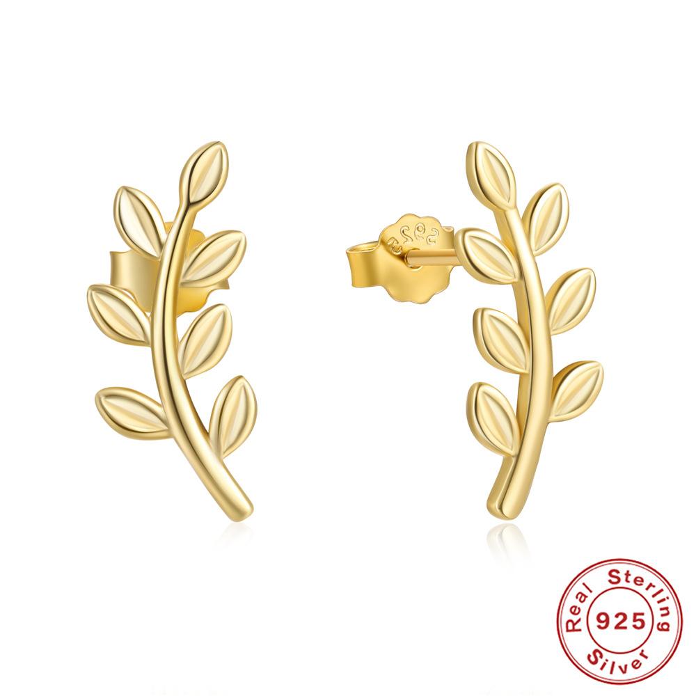 S925 Sterling Silver With Diamonds Cute Hummingbird Branch Sunshine Stud Earrings French Style Creative Bird Earrings