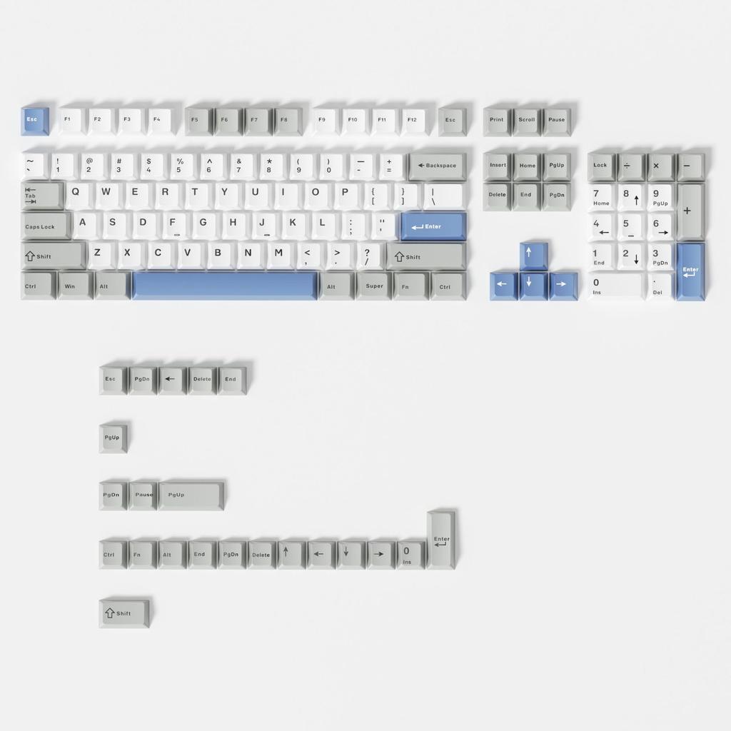 114 Keys Ink Blue Double Shot PBT Keycaps Cherry Profile Custom Keyboard Key Caps for Gateron MX Switches Gaming Keyboards