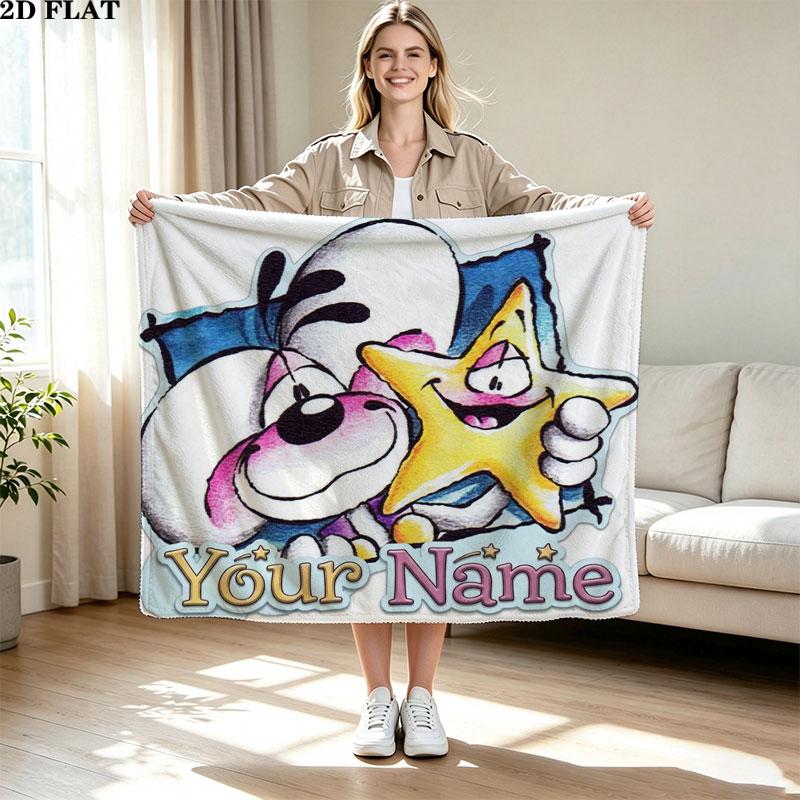 1PC Diddl Custom Name Patterned Flannel Blanket Suitable For All Seasons for Home Decor Warmth and Comfort Gifts Holiday Present