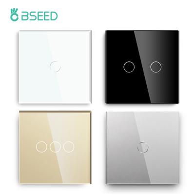 Bseed Interruttore Luce Touch 1/2/3 Tasti Interruttore Intermedio Scala 1/2 Vie UE Interruttori Sensore di Potenza Nero Bianco Con Pannello in Vetro