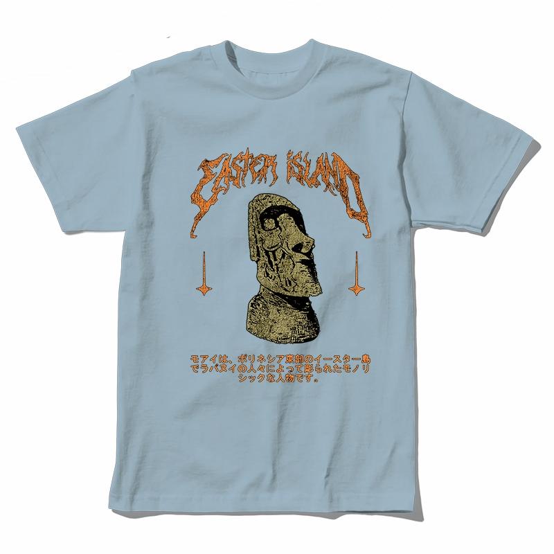 Coolmind U0010-T2 Easter Island Statue Graphic Print Men T Shrit Casual Cool Men Tshirt O-Neck Tee Shirts