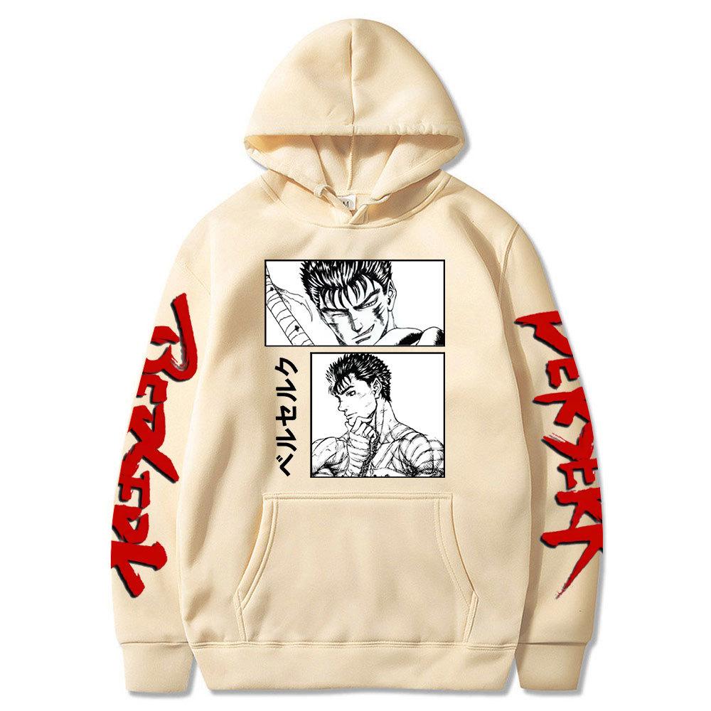 Men Hoodies Harajuku Japanese Anime Berserk Guts Posters Man Autumn Winter Fleece Streetwear