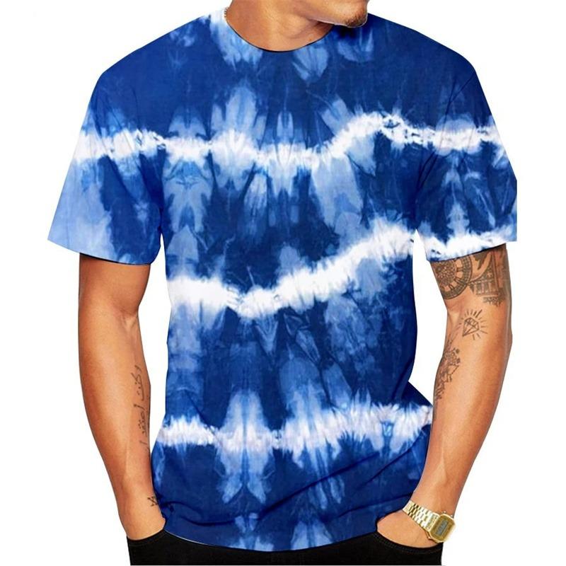 3D Printed Vintage Dye T Shirt Men's Colorful Pattern Tees Summer Harajuku Round Neck Tops Oversized Short Sleeves T-Shirts