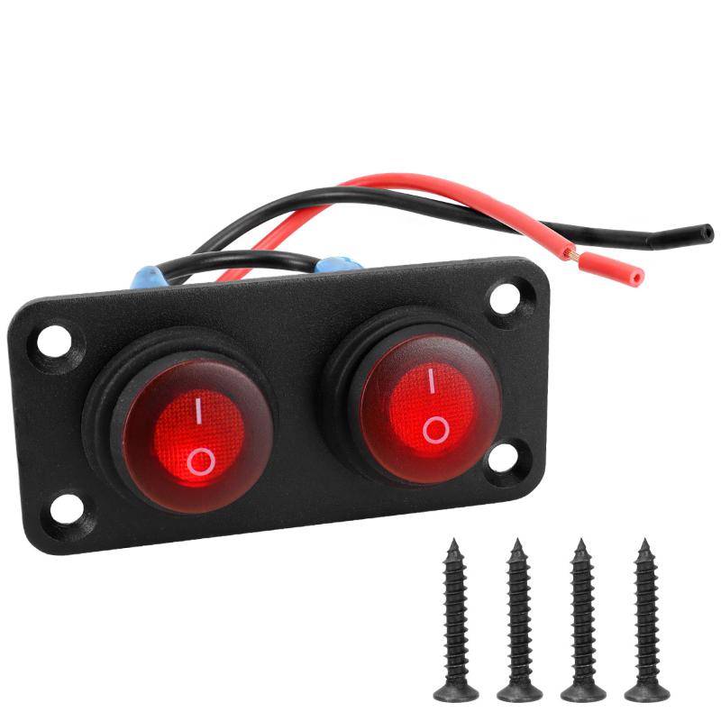 2.Switch Panel 1-6 Gang 12V for Boat, Truck, Automotive: On-Off Rocker Toggle with Red LED Light, Waterproof