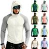 Men's Casual Raglan Sleeve Hooded Long Sleeve Sun Protection Jacket Lightweight Zip Up Outdoor Sportswear for Daily Wear