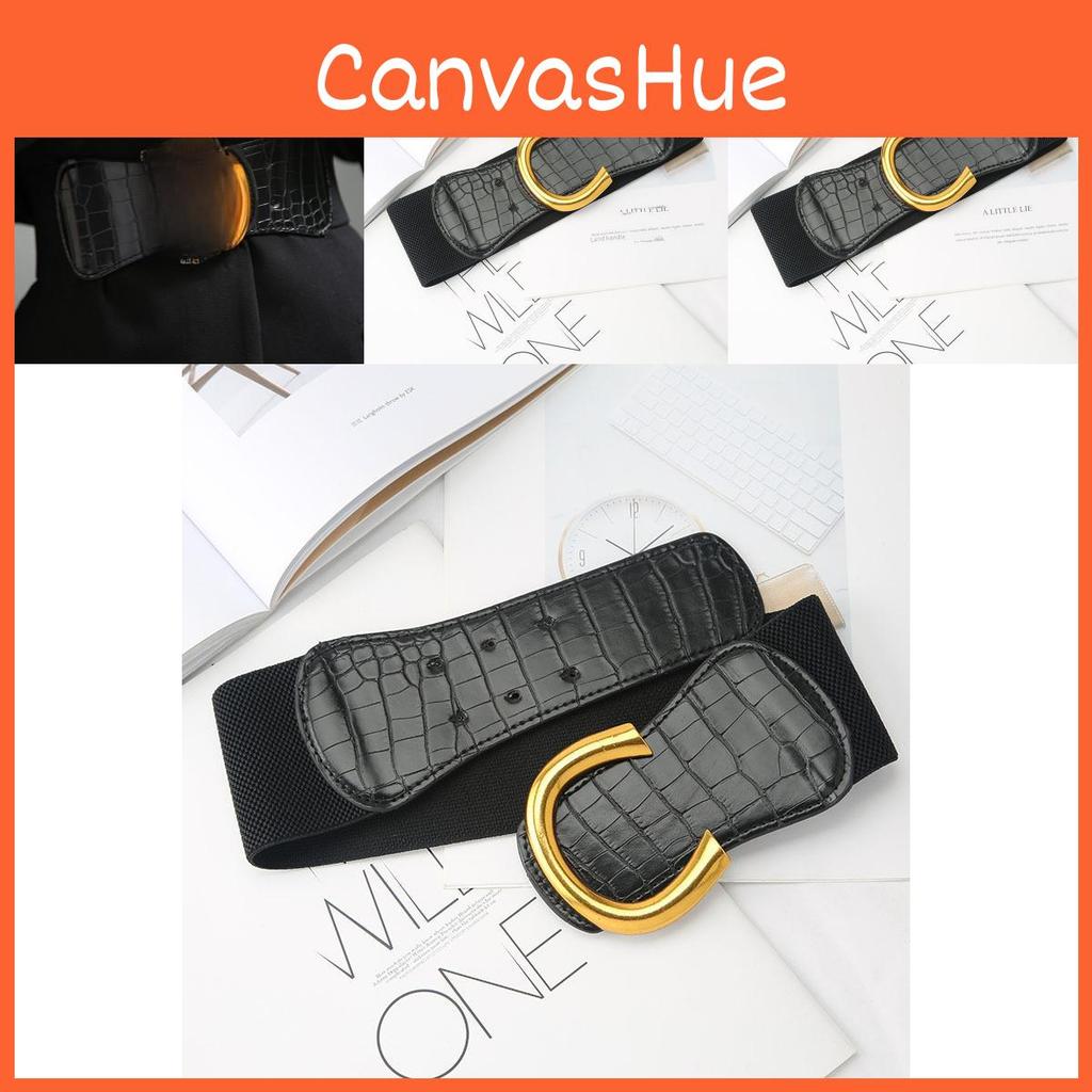 Ushaped Smooth Buckle Black Belt Womens Coat Dress Decoration Versatile