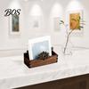 Accessoire de bureau Support pour cartes de visite Lotus en bois, Porte-nom creusé vintage à une main pour bureau, Organiseur rustique Zen