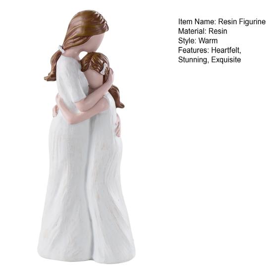 Mother Daughter Figurine Resin Hugging Mother And Daughter Statue Hand-Painted Sculpture for Home Decor Mother's Day Birthday Gifts