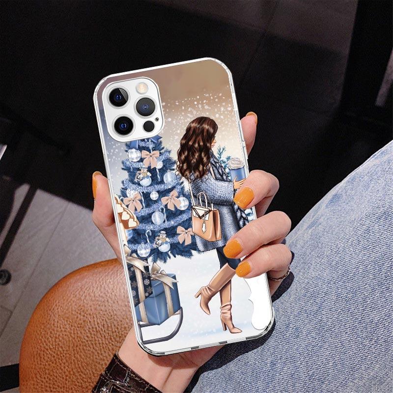 

Christmas Girls Tree Gift Phone Case For iPhone 17 Air 16 Pro Max 16E 15 + 14 Plus 11 12 13 Mini 7 8 SE Gift Print Cover Fundas iPhone 17 Pro Max