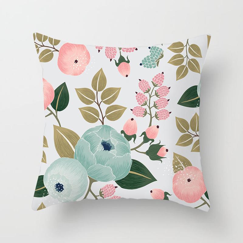 Abstract Floral Pattern Pillowcase Vintage Watercolor Floral Bird Cushion Cover Home Sofa Car Office Party Decor Accessories