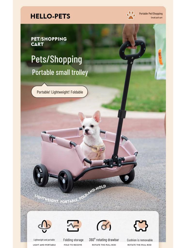 Lightweight Foldable Pet Stroller for Dogs and Cats