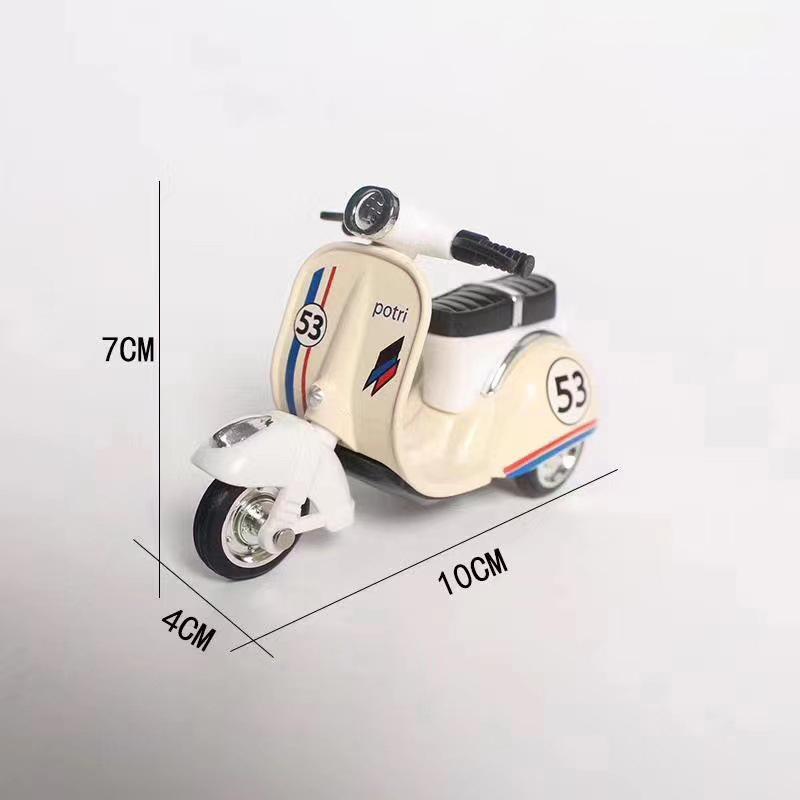

Q-Version Alloy Inertia Lamb Model Ornament Toy Cute Motorcycle Retro Locomotives With Pull Back Function Wheels Can Glide бежевый