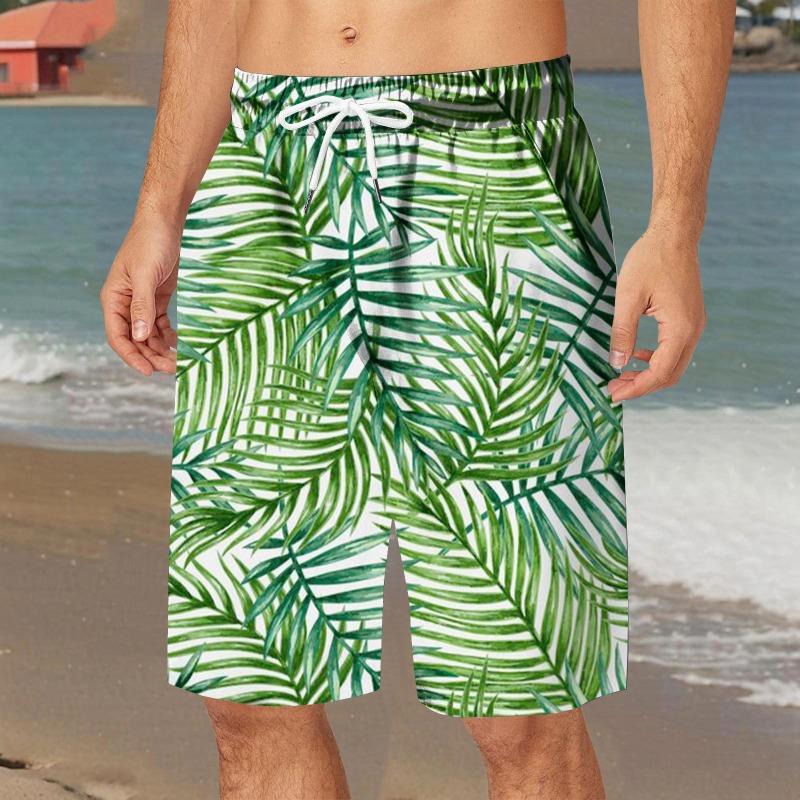 Retro Ethnic Style Graphic Beach Shorts For Men Summer Drawstring Pockets Casual 3D Printed Short Pants Fashion Loose Swim Trunk