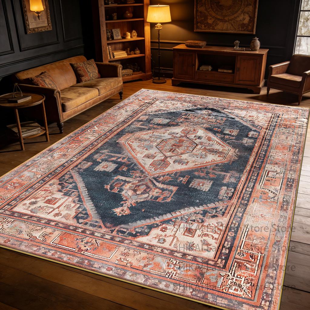 Light Brown Vintage Persian Large Living Room Carpet Decoration Home Easy Clean Soft Rug Easy Cleaning Fluffy Coffee Tables Mats