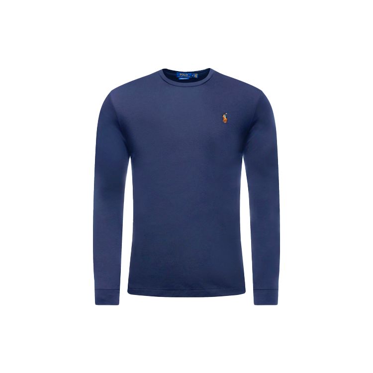 

Мужская футболка с длинным рукавом и круглым вырезом Polo Ralph Lauren с вышивкой логотипа, топы, темно-синий 710760121-003 S