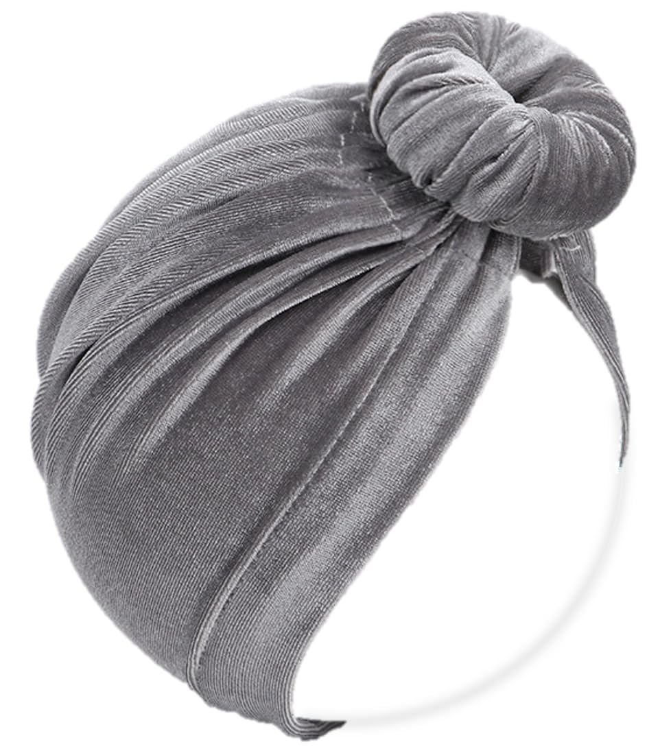 Velvet Turban Hairband Headband Newborn Photo Head Protection Hat Ribbon Spring Summer Autumn Winter Newborn Baby (gray, one size)
